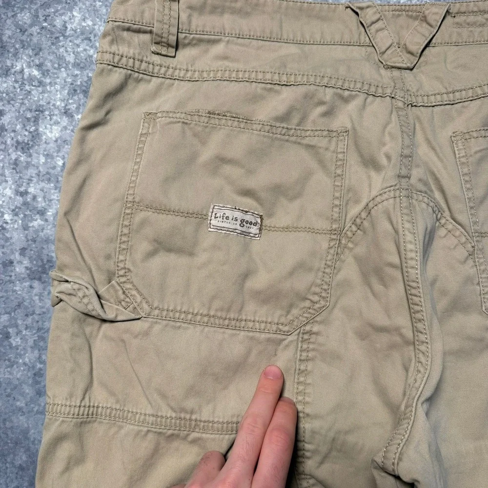 Life is Good Mens XXL Carpenter Pants Tan‎ Khaki Workwear 38/40x30 Cotton Canvas